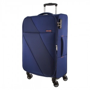Pierre Cardin 78cm LARGE Soft Shell Suitcase Resväskor Travel Marinblå | UGOTHP798
