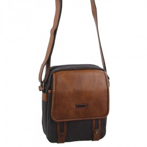 Pierre Cardin Canvas Cross Body Bag Crossbody Väska Herr Svarta | NFDQAZ374