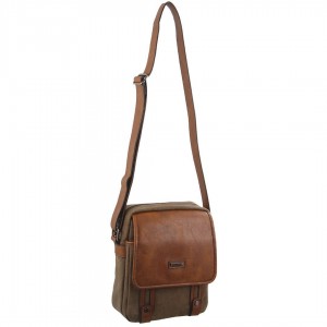 Pierre Cardin Canvas Cross Body Bag Crossbody Väska Herr Bruna | LSDVFB273