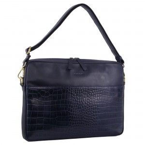 Pierre Cardin Croc-Embossed Leather Business Computer Bag Affärsväskor Dam Marinblå | DPVFQT045