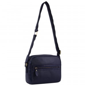 Pierre Cardin Croc-Embossed Leather Cross-Body Bag Crossbody Väska Dam Marinblå | EDYFNV057
