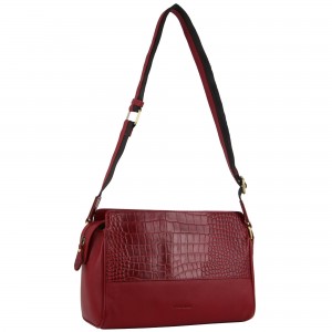 Pierre Cardin Croc-Embossed Leather Cross-Body Bag Crossbody Väska Dam Röda | OQGZHX152