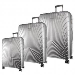 Pierre Cardin Hard Shell 3-Piece Luggage Set Resväskor Travel Silver | AUJFEQ358