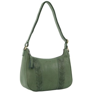 Pierre Cardin Herringbone Embossed Leather Tassle Crossbody Bag Crossbody Väska Dam Gröna | DRLQMP490