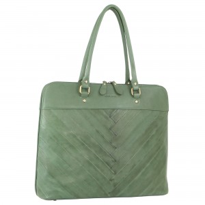 Pierre Cardin Herringbone Leather Large Business Bag Affärsväskor Dam Gröna | OYMQCR730