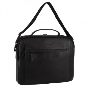 Pierre Cardin Italian Leather Computer Bag Laptop Travel Svarta | IUEWDZ874