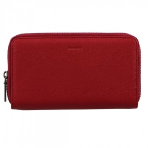 Pierre Cardin Italian Leather Double Zip Wallet Dragkedja Runt Plånbok Dam Röda | FZDVYN158