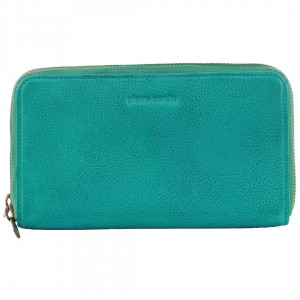 Pierre Cardin Italian Leather Double Zip Wallet Stor Plånbok Dam Turkos | JBYTUW430