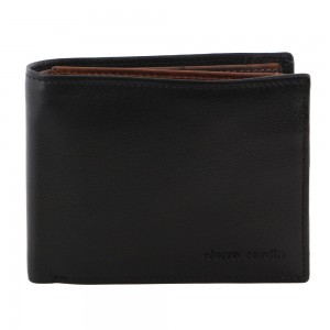 Pierre Cardin Italian Leather Two Tone Tri-Fold Wallet Trefaldig Plånbok Herr Svarta Bruna | GDRAQP612