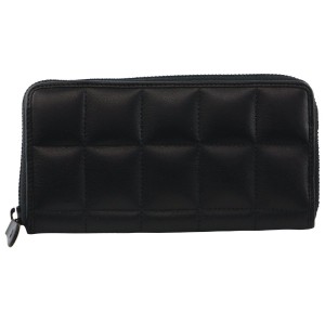 Pierre Cardin Italian Pleated Leather Zip Wallet Dragkedja Runt Plånbok Dam Svarta | GJNEAV065