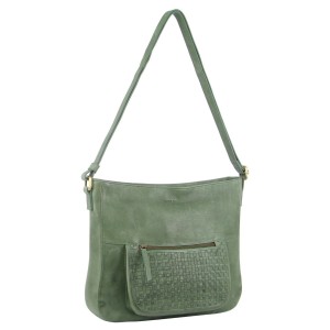 Pierre Cardin Large Woven Embossed Leather Crossbody Bag Crossbody Väska Dam Gröna | KNERGB174