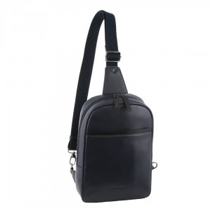 Pierre Cardin Leather 3-Way Sling Bag Crossbody Väska Herr Marinblå | WDYGSE948