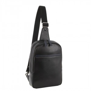 Pierre Cardin Leather 3-Way Sling Bag Crossbody Väska Herr Svarta | OKAFCI705