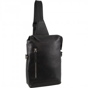 Pierre Cardin Leather 3-Way Sling Bag Crossbody Väska Herr Svarta | IXDGHF821