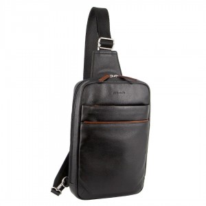 Pierre Cardin Leather 3-Way Sling Bag Laptop Travel Svarta | NHOWGA654