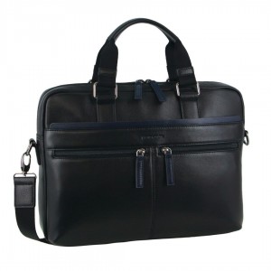Pierre Cardin Leather Business Computer Bag Business Computer Bags Herr Marinblå | VTJSBF098