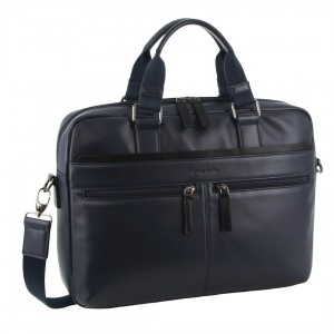 Pierre Cardin Leather Business Computer Bag Laptop Travel Svarta | OHFZGE402