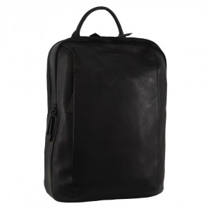 Pierre Cardin Leather Business Laptop Backpack Business Computer Bags Herr Svarta | GFSDVM645