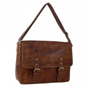 Pierre Cardin Leather Business Satchel Laptop Travel Bruna | VTOQSY419