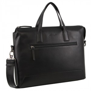 Pierre Cardin Leather Business Travel Bag Laptop Travel Svarta | VSCOJZ674
