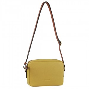 Pierre Cardin Leather Classic Square Crossbody Bag Handbags Dam Gula | TMXQSG036