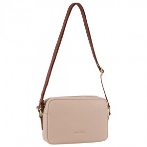 Pierre Cardin Leather Classic Square Crossbody Bag Handbags Dam Beige | THWMCS975