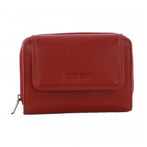 Pierre Cardin Leather Compact Bi-Fold Tab Wallet Bi-Fold Wallets Dam Röda | EPADKN765