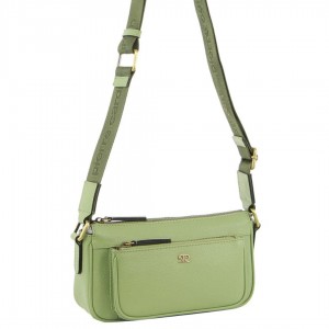 Pierre Cardin Leather Cross-Body Bag Crossbody Väska Dam Jade | XPRVYU864