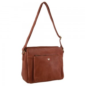 Pierre Cardin Leather Cross-Body Bag Crossbody Väska Dam Bruna | QMHYWR791