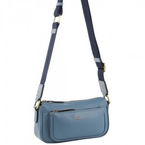 Pierre Cardin Leather Cross-Body Bag Crossbody Väska Dam Blå | ONSBKR947
