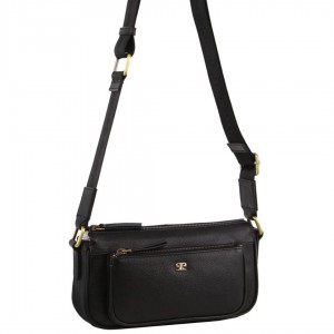 Pierre Cardin Leather Cross-Body Bag Crossbody Väska Dam Svarta | MQELVJ387