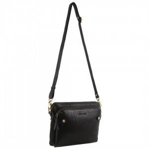 Pierre Cardin Leather Crossbody Bag Clutch Dam Svarta | ZPUQBG258