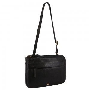 Pierre Cardin Leather Crossbody Bag Clutch Dam Svarta | SZNFPG438
