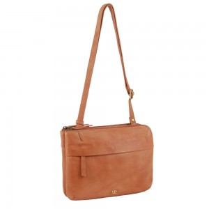 Pierre Cardin Leather Crossbody Bag Clutch Dam Aprikos | PRYKSD846