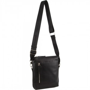 Pierre Cardin Leather Crossbody Bag Crossbody Väska Herr Svarta | GUQDAS014