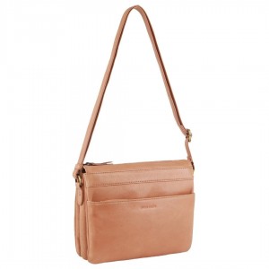 Pierre Cardin Leather Crossbody Bag Crossbody Väska Dam Aprikos | ZDMNHY513