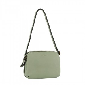 Pierre Cardin Leather Crossbody Bag Crossbody Väska Dam Jade | PXETMW734