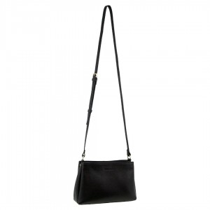 Pierre Cardin Leather Crossbody Bag Crossbody Väska Dam Svarta | MEDJXH947