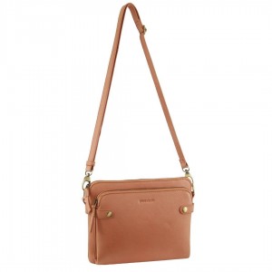 Pierre Cardin Leather Crossbody Bag Crossbody Väska Dam Aprikos | JIHVXO143