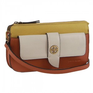 Pierre Cardin Leather Crossbody Clutch Bag Clutch Dam Beige | JQGZHR053
