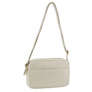 Pierre Cardin Leather Diamond Pattern Embossed Crossbody Bag Crossbody Väska Dam Beige | VWYRGS647