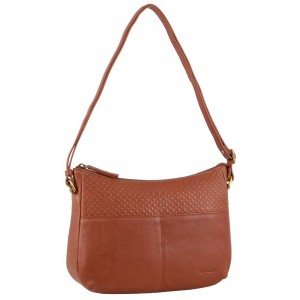 Pierre Cardin Leather Diamond Pattern Embossed Cross-Body Bag Crossbody Väska Dam Bruna | UYPQJE326