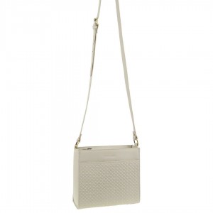 Pierre Cardin Leather Diamond Pattern Embossed Cross-Body Bag Clutch Dam Beige | OEPKBX265
