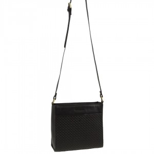 Pierre Cardin Leather Diamond Pattern Embossed Cross-Body Bag Clutch Dam Svarta | YNCXUS162