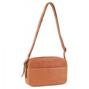 Pierre Cardin Leather Diamond Pattern Embossed Crossbody Bag Crossbody Väska Dam Beige | KBNMGH134