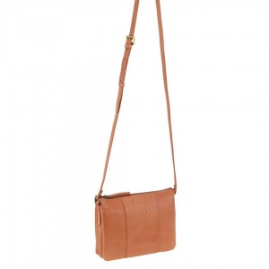 Pierre Cardin Leather Diamond Pattern Embossed Crossbody Bag Clutch Dam Aprikos | JATFCD160