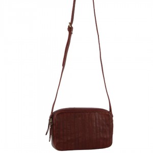 Pierre Cardin Leather Double Zip Bag Crossbody Väska Dam Bruna | URGEHJ218