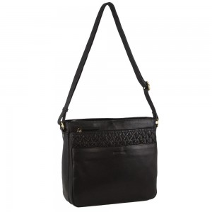 Pierre Cardin Leather Embossed Crossbody Bag Crossbody Väska Dam Svarta | QLAKGH879