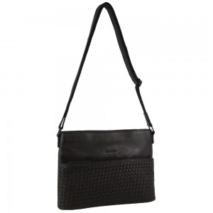 Pierre Cardin Leather Embossed Woven Cross-Body Bag Crossbody Väska Dam Svarta | QXRAMS652