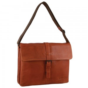 Pierre Cardin Leather Flap-over Computer Bag Crossbody Väska Herr Bruna | MNLBSW803